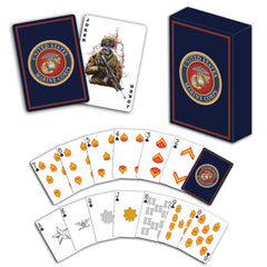Military Gift Shop USMC playing cards feature rank insignia for authentic Marine gameplay.