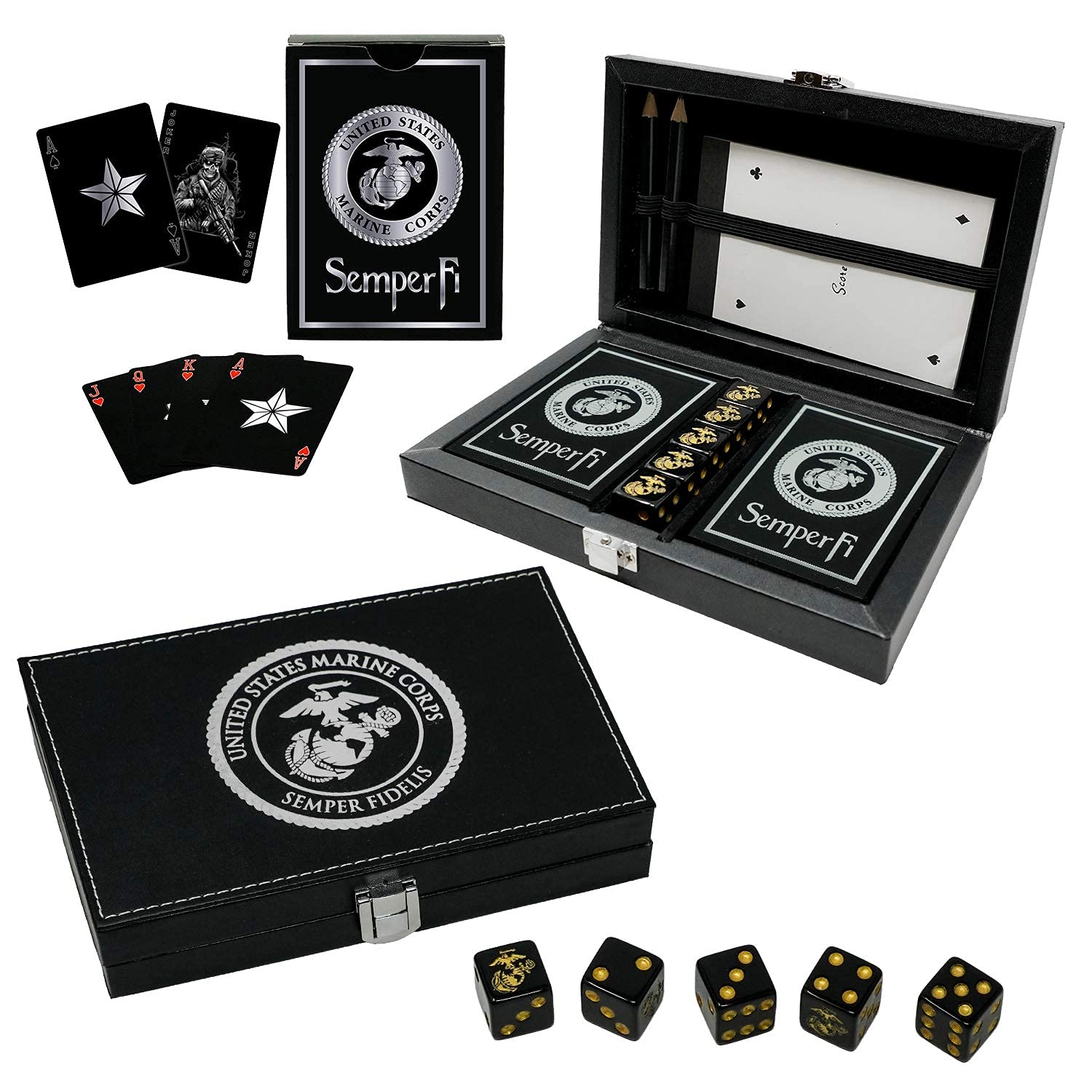USMC rank insignia on card backs highlights authentic Marine branding