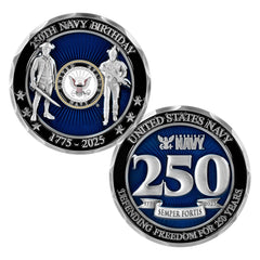 Military Gift Shop USN 250th coin front emblem for display