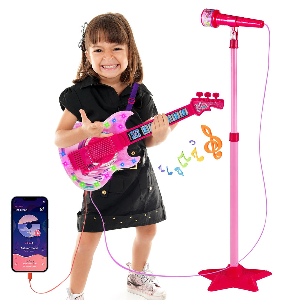 Milk Frog guitar-karaoke-set-red enables home performances for kids.