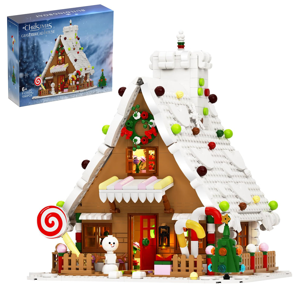 Millionspring Christmas gingerbread house 1111 pieces exterior candy accents for festive display.