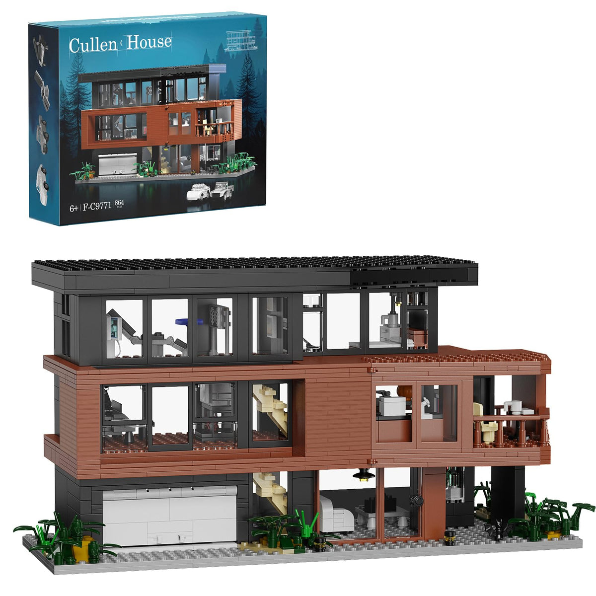Millionspring house-building set with romance-film architecture blocks for display.
