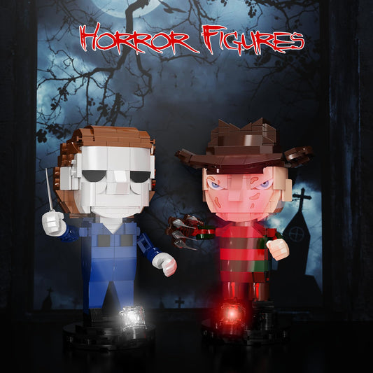Millionspring spooky nightmare film figures LEGO-compatible, ideal for desk or shelf display.