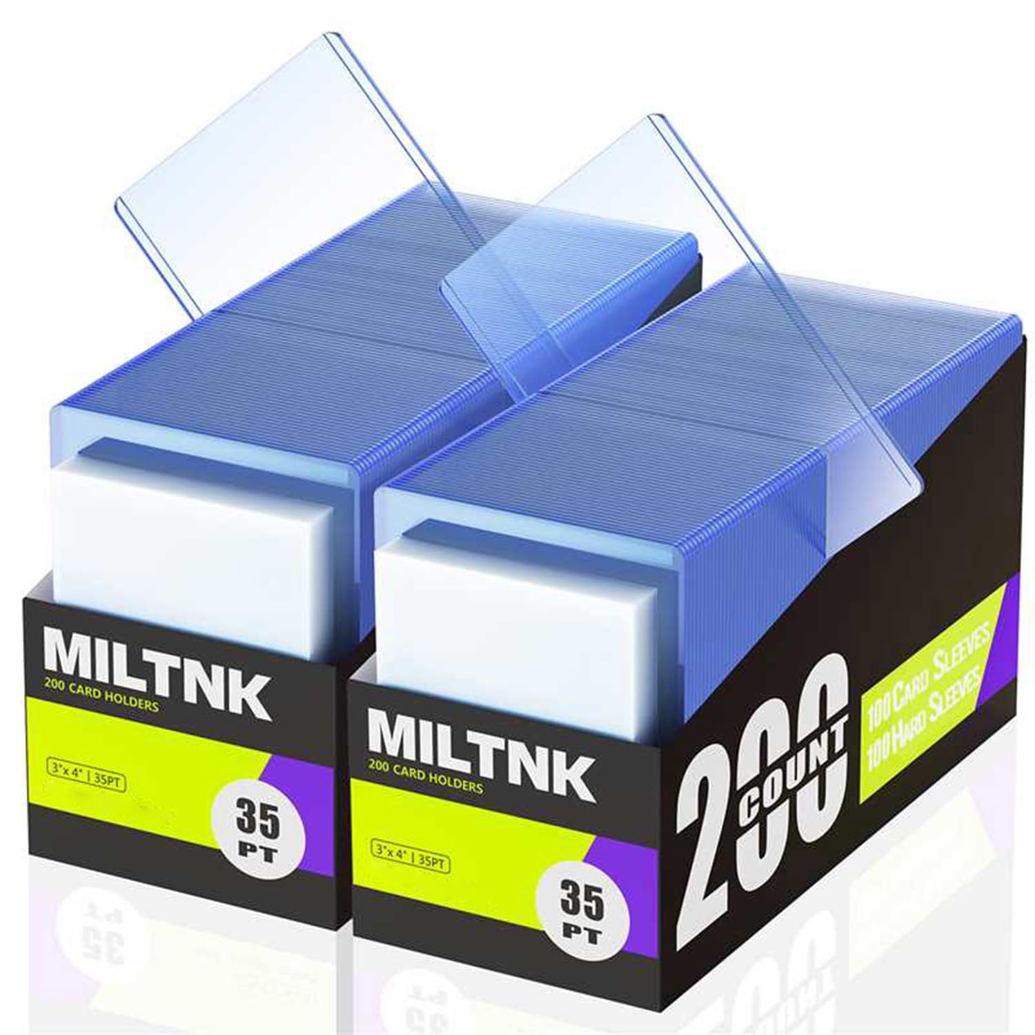 MILTNK 400-pack hard card sleeves protect MTG and PKM cards with durable PVC.