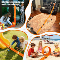 Mimeng Uomo monster blue truck ramp compatible with Hot Wheels and more.
