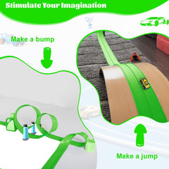 Mimeng Uomo race track rolled up compactly for easy transport and quick setup