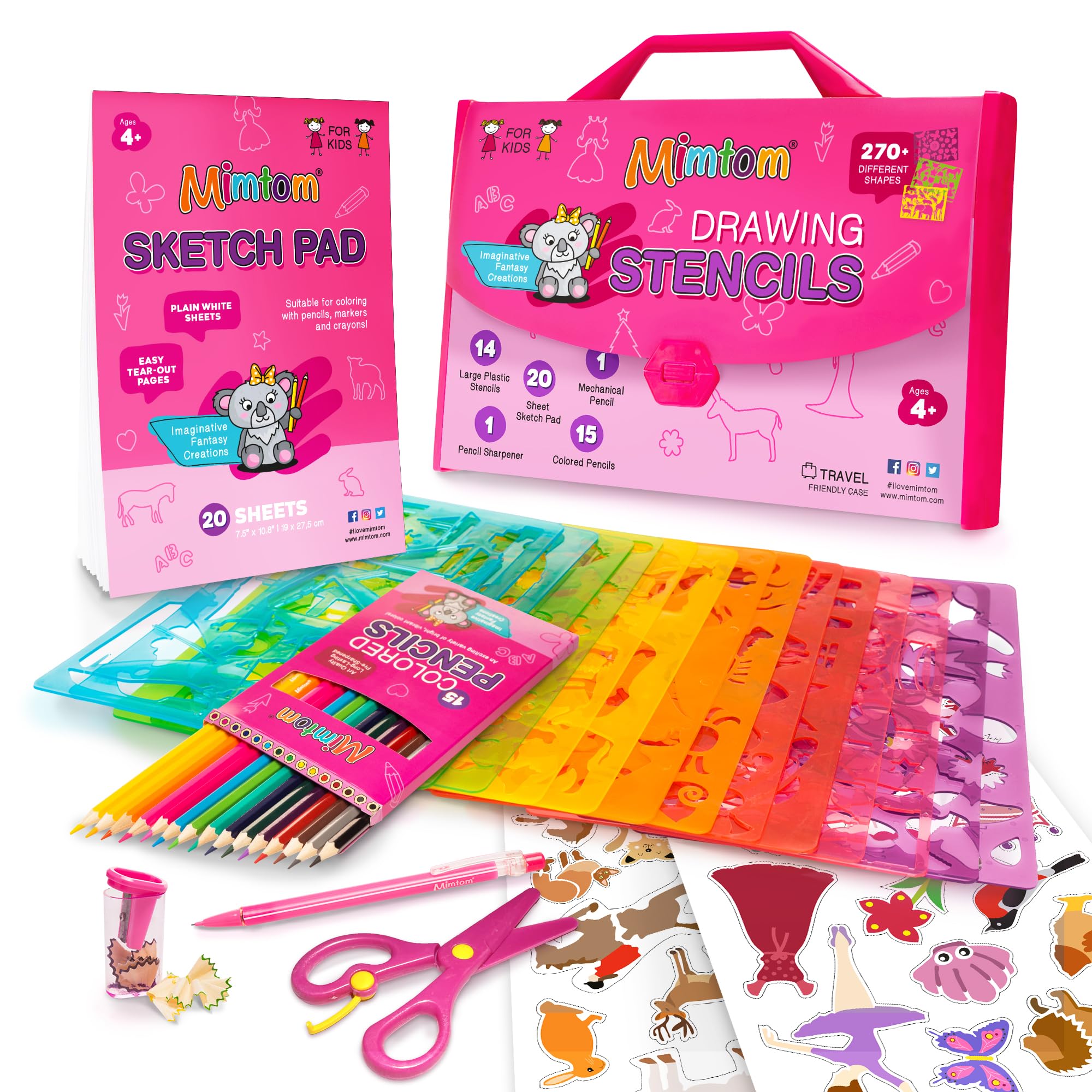 Mimtom drawing stencil kit with 270 shapes to spark imagination during crafts