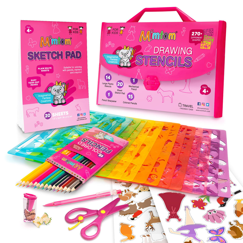 Mimtom drawing stencil kit with 270 shapes to spark imagination during crafts