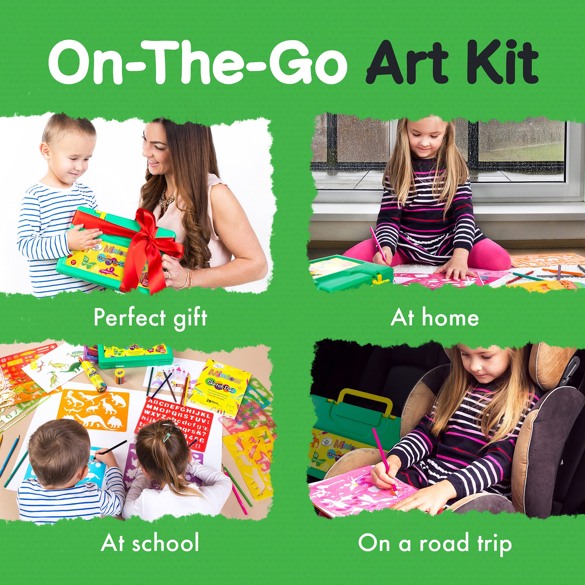 Mimtom sticker sheets inspire finished art projects and classroom décor.