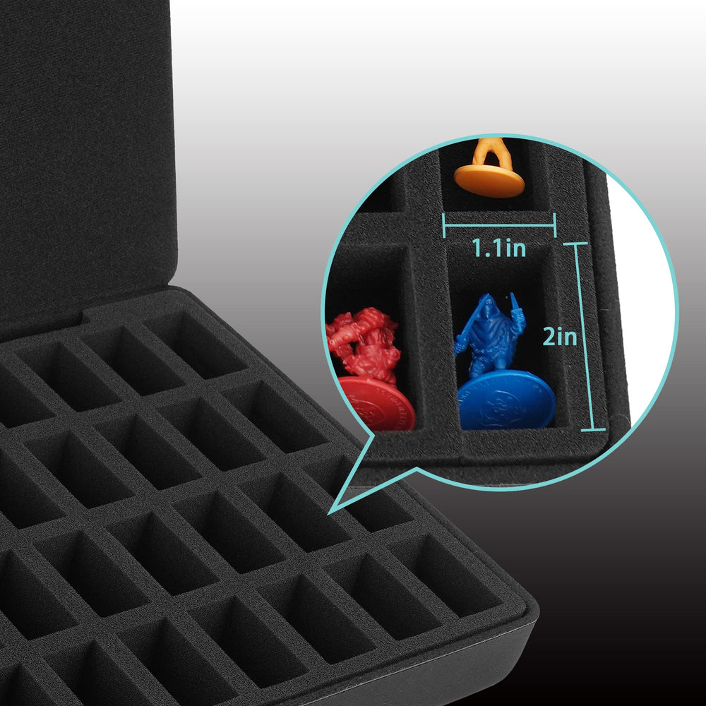 Minahao 36-slot foam configuration fits standard small miniatures for organization.