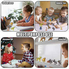 Minaso animal figures brighten desks, shelves, and party tables.