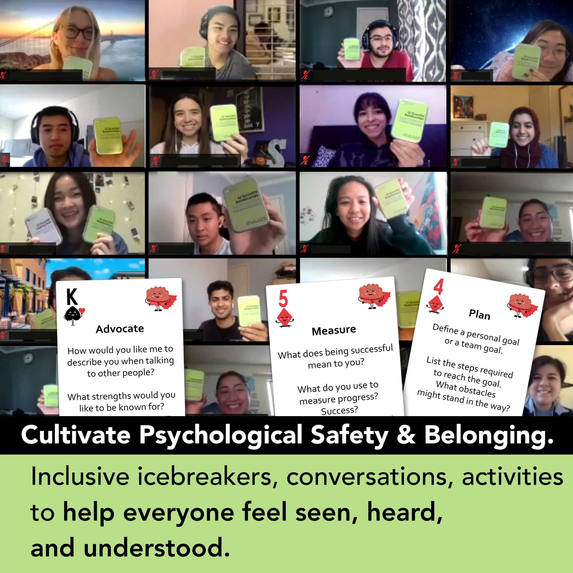 Mind Brain Emotion trust-building activities for group connection.