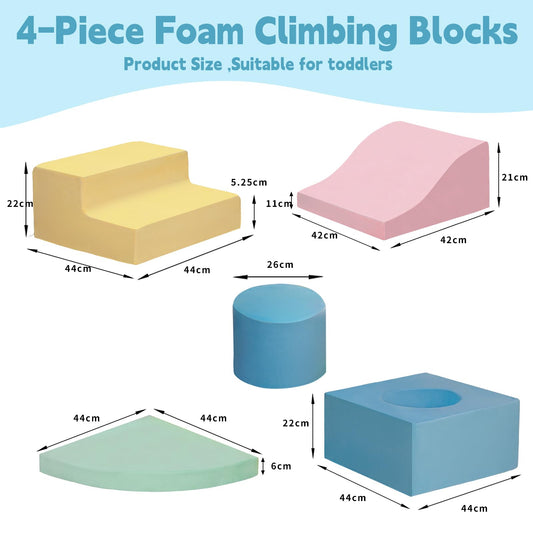 MIND&ACTION five-piece foam set configured as a crawling tunnel and climb.