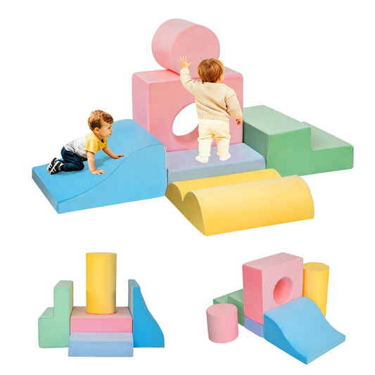 MIND&ACTION 6-piece climbing blocks for toddlers promote safe indoor play and creative exploration.