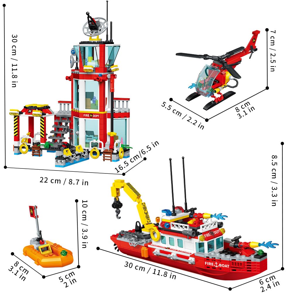 MindBox City Marine Fire Station packaging highlights 740-piece set