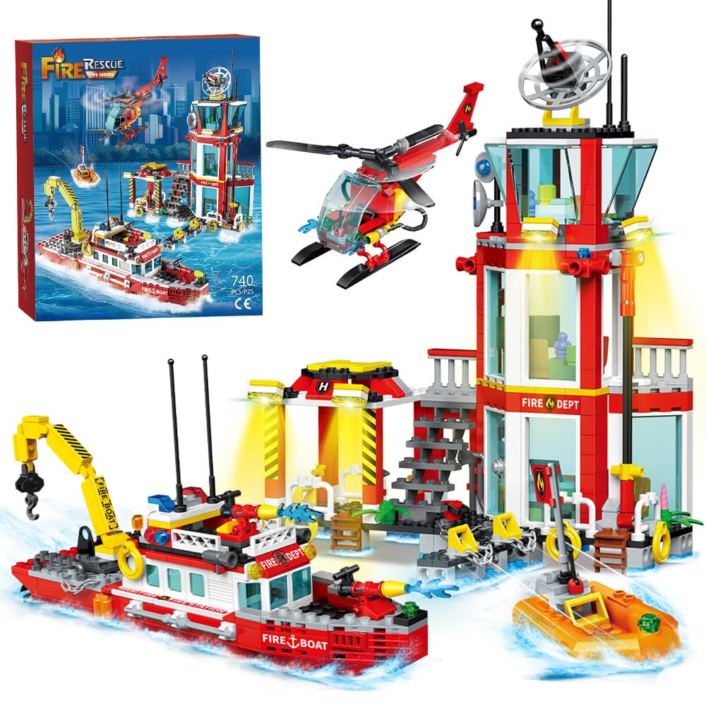 MindBox City Marine Fire Station truck in action for imaginative play