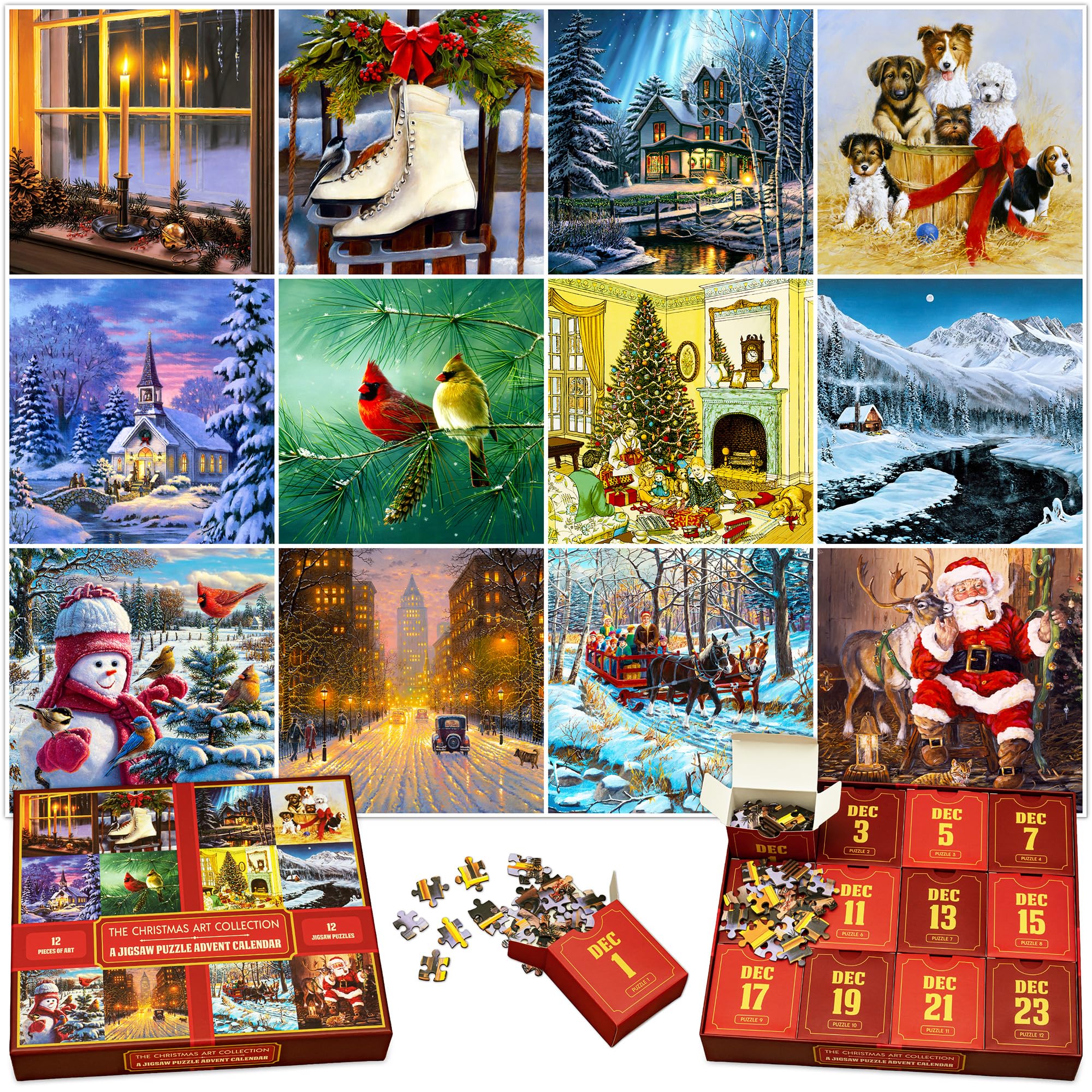 Mindmade unique jigsaw advent calendar 2025 box set showing festive packaging for gifting