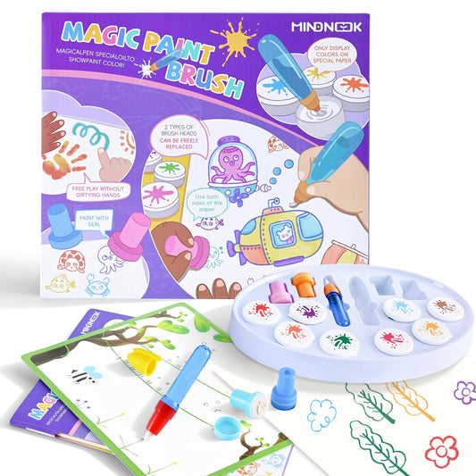 MINDNOOK Magic Brush Set: color-changing brushes powering mess-free art at home.