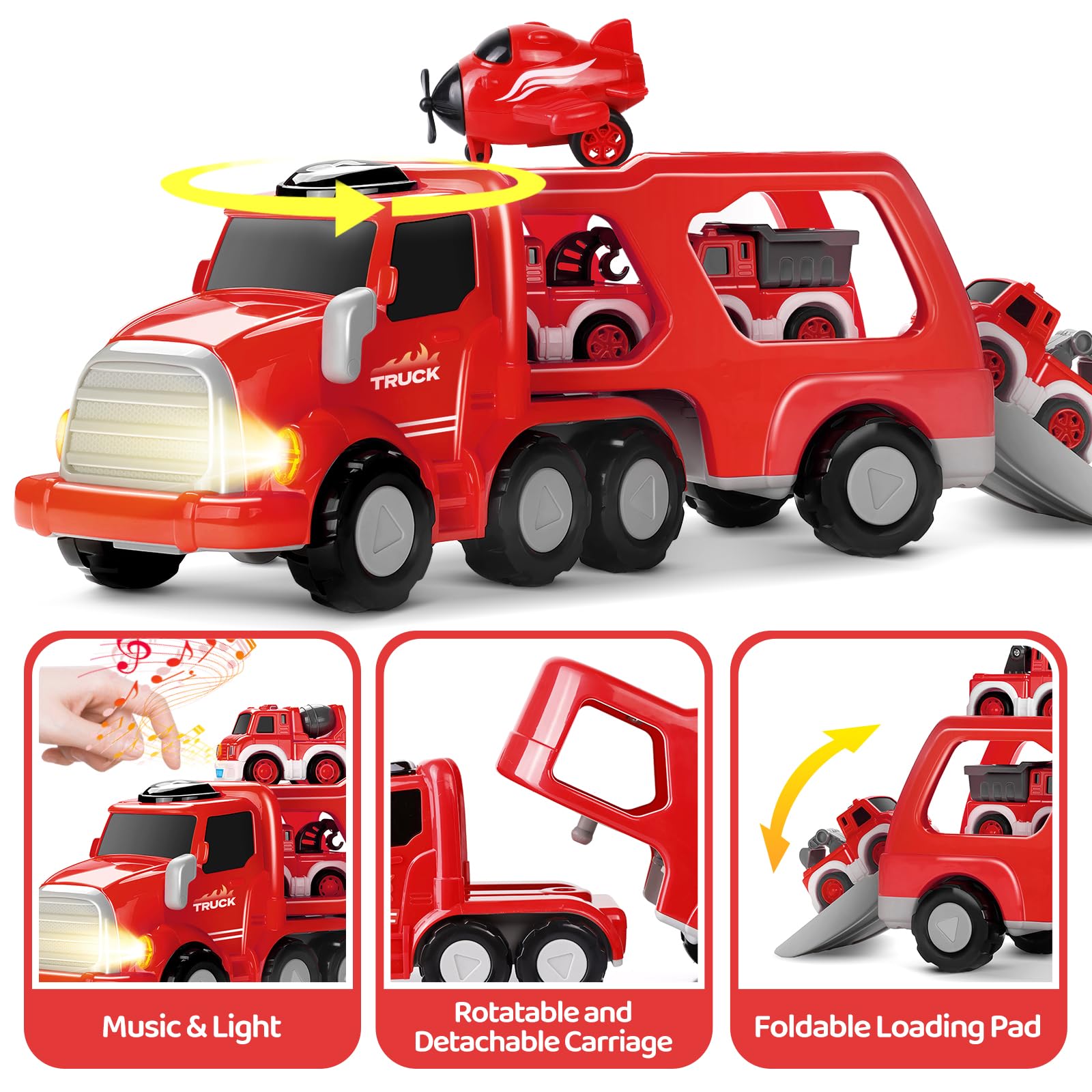 MindPal Fire Truck front headlights light up during playtime adventures.