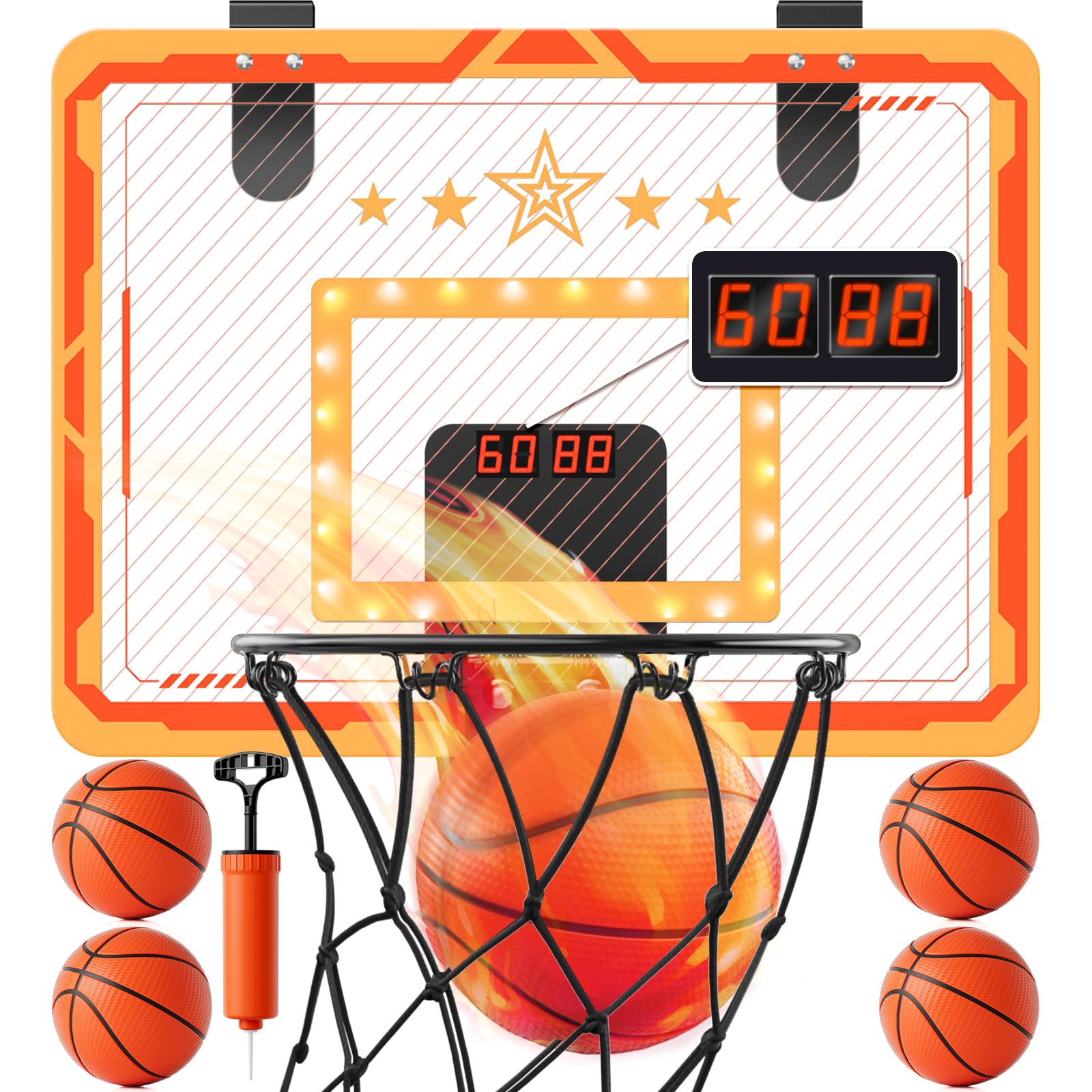MindPal indoor hoop board front view highlighting durable PET material for long-lasting play.