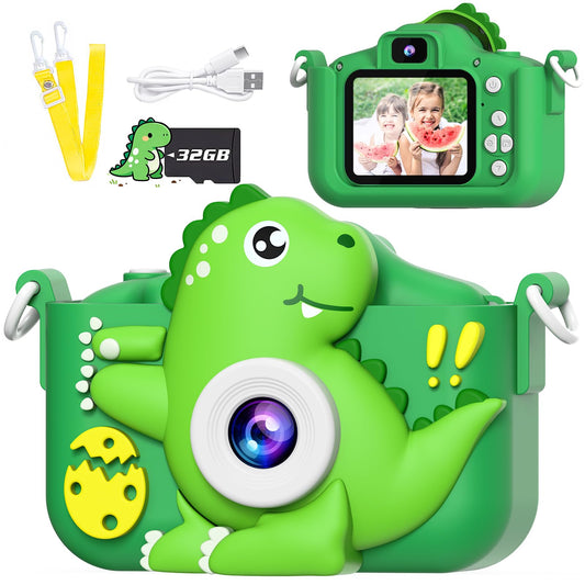 MindPal Kids Camera dinosaur front view with durable soft cover for playful adventures.