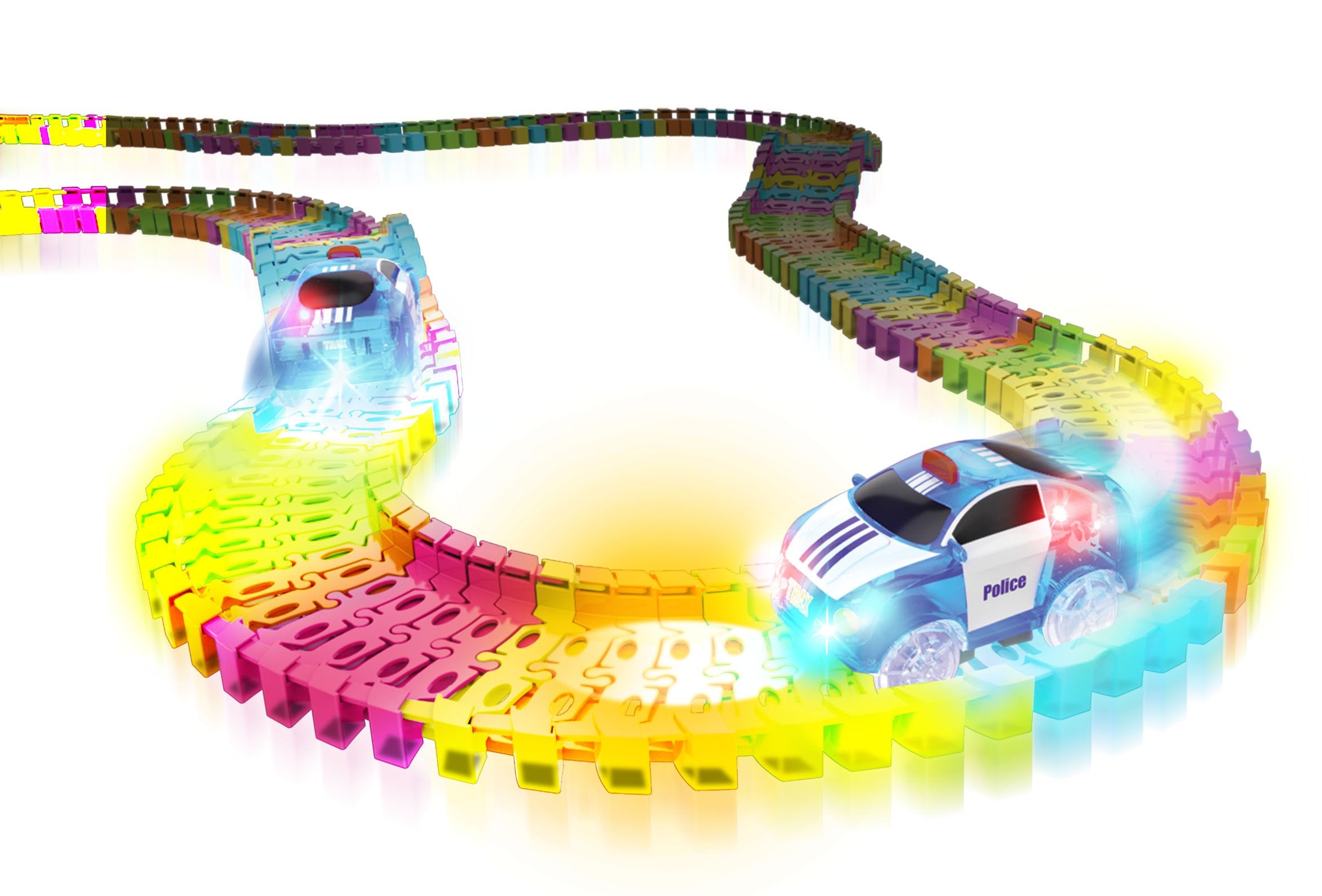 Mindscope Twister Tracks light up police car with 5 LEDs for nighttime play
