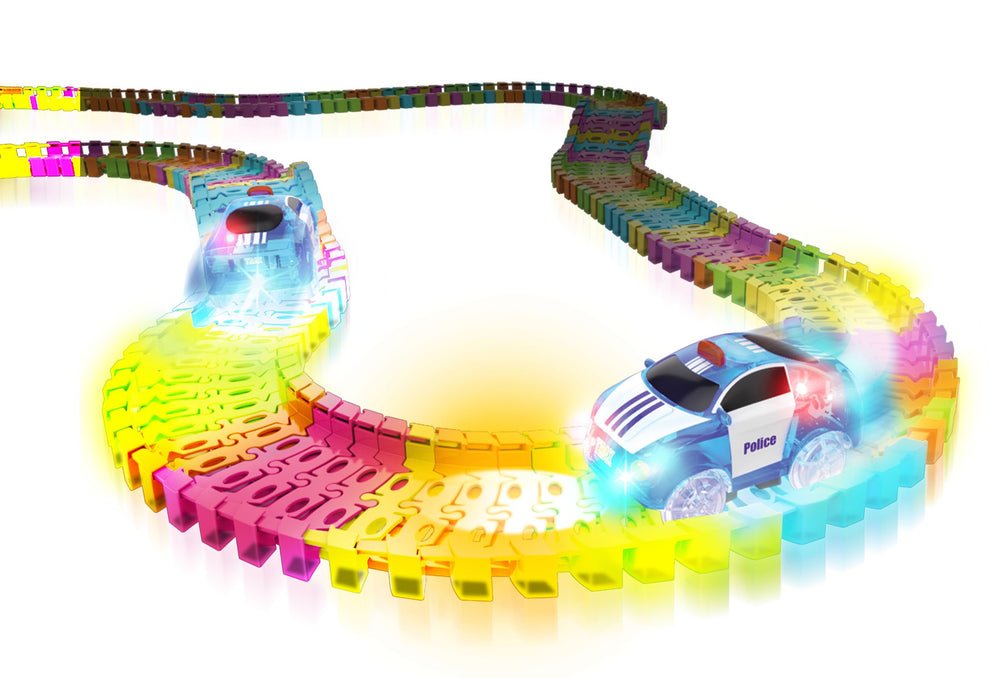 Mindscope Twister Tracks light up police car with 5 LEDs for nighttime play