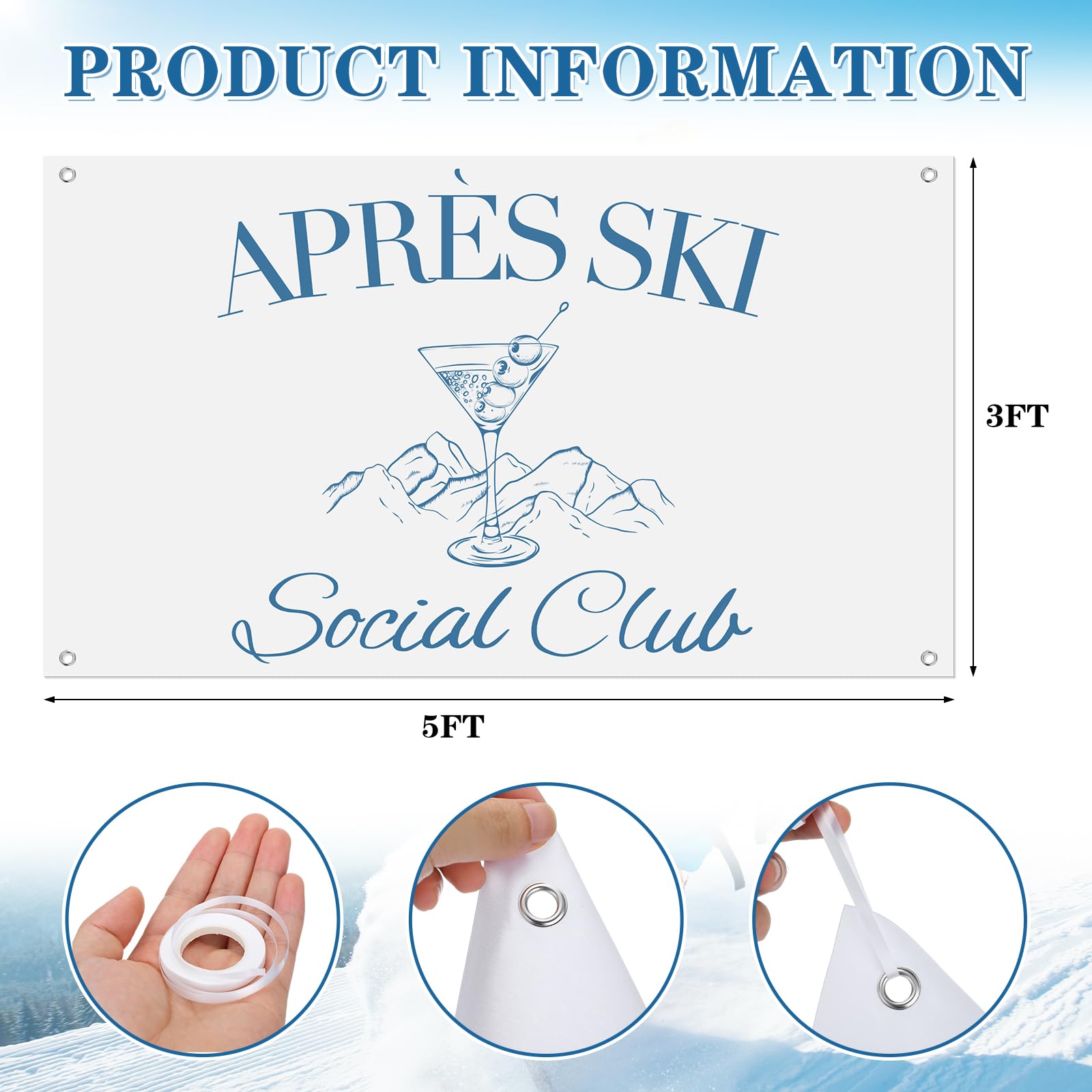 Mindsoft Apres Ski Banner with cocktail patterns adds vibrant color to party decor.