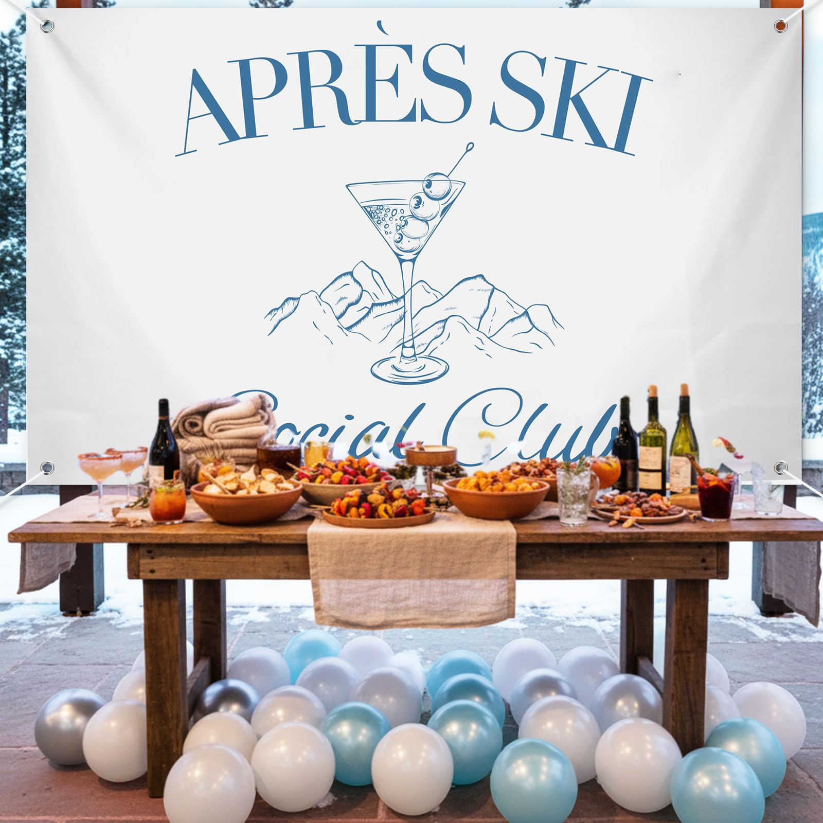 Mindsoft Apres Ski Backdrop is reusable for multiple winter celebrations.