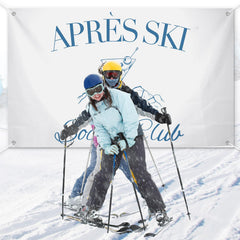 Mindsoft Apres Ski Photo Backdrop enhances selfies and group photos.