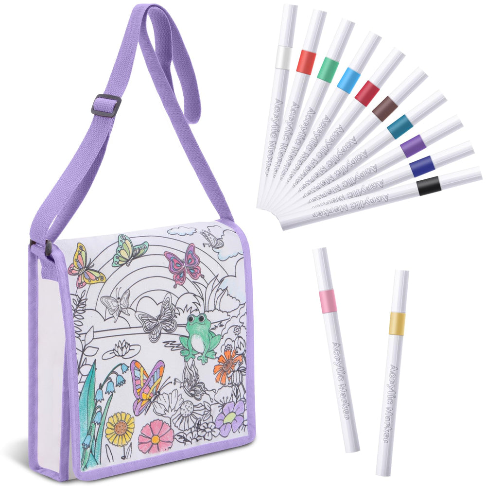 Mindsoft color your own butterfly crossbody bag with markers for creative play