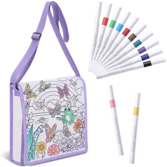 Mindsoft color your own butterfly crossbody bag with markers for creative play