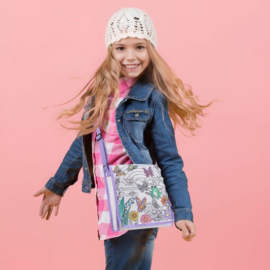 Open view of Mindsoft butterfly crossbody bag showing adjustable strap