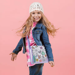 Open view of Mindsoft butterfly crossbody bag showing adjustable strap