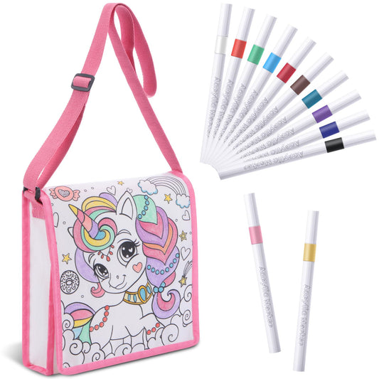 Mindsoft unicorn color your own crossbody bag ready for creative play