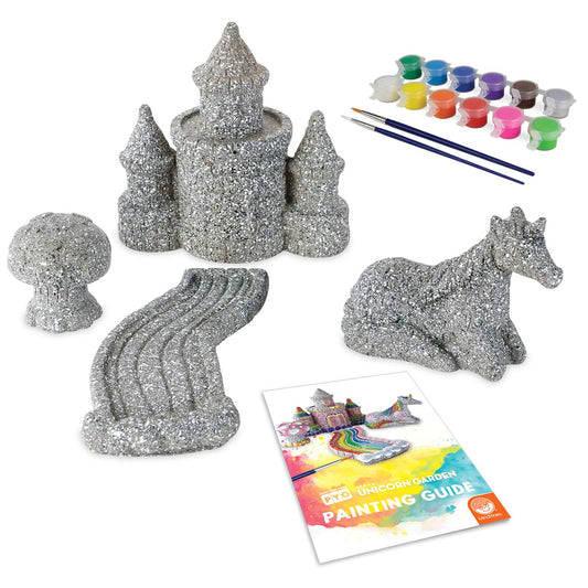 MindWare castle stone painted for outdoor decor and resilience.
