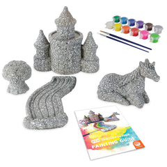 MindWare castle stone painted for outdoor decor and resilience.