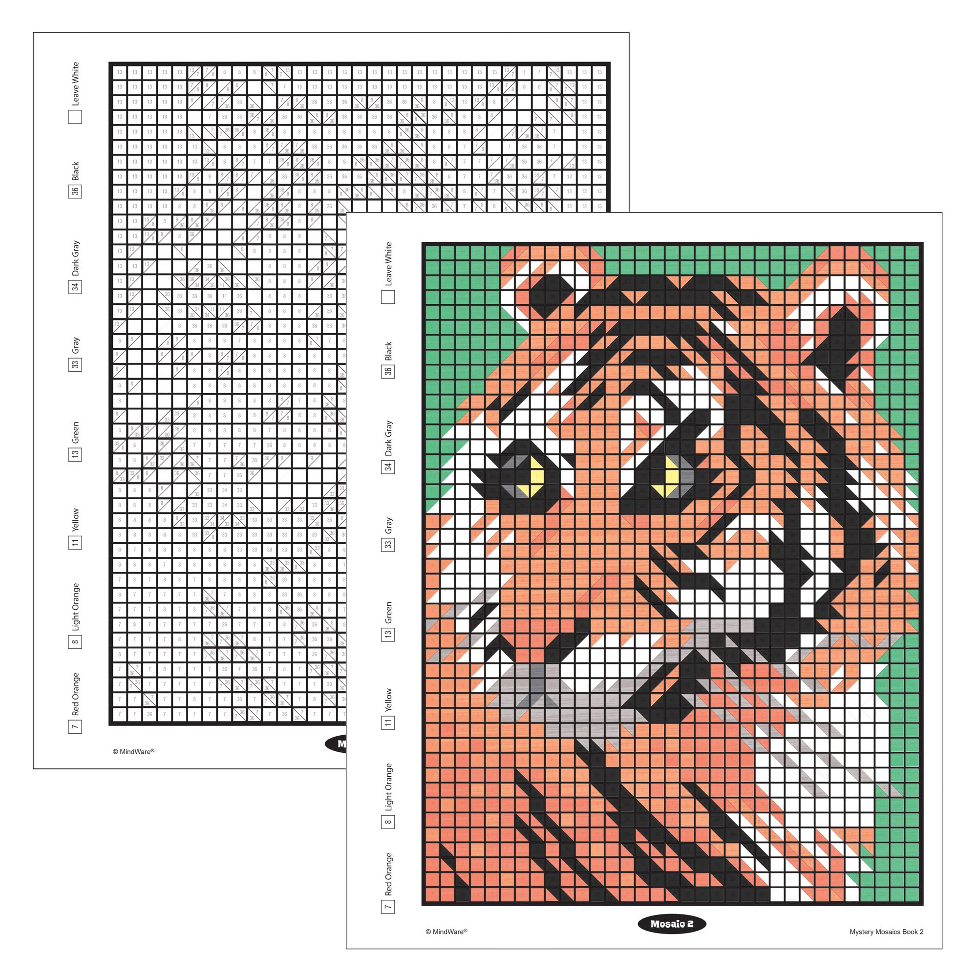 MindWare Color by Number Mystery Mosaics Book 2 page 1 for mindful coloring