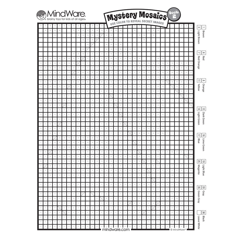 MindWare Color by Number Mystery Mosaics page 3 with crisp color keys