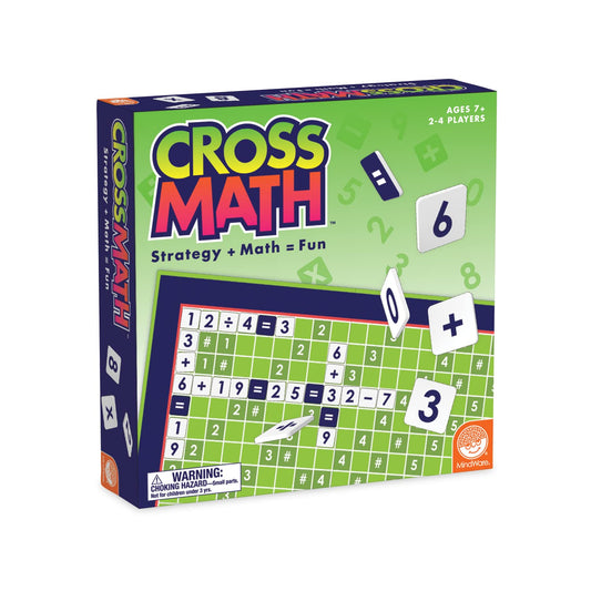 MindWare CrossMath game board setup facilitates collaborative multiplication practice for kids