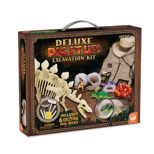 MindWare Dig It Up Deluxe Dinosaur Excavation Kit with 8 treasures for hands-on science play
