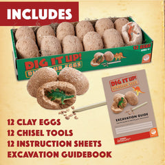 MindWare Dig It Up dinosaur reveal; wash away clay to see the fossil-like figure.