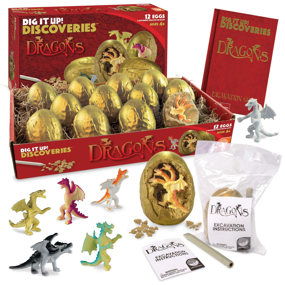 MindWare Dig It Up! Dragon Eggs pack front with 12 eggs ready for discovery.