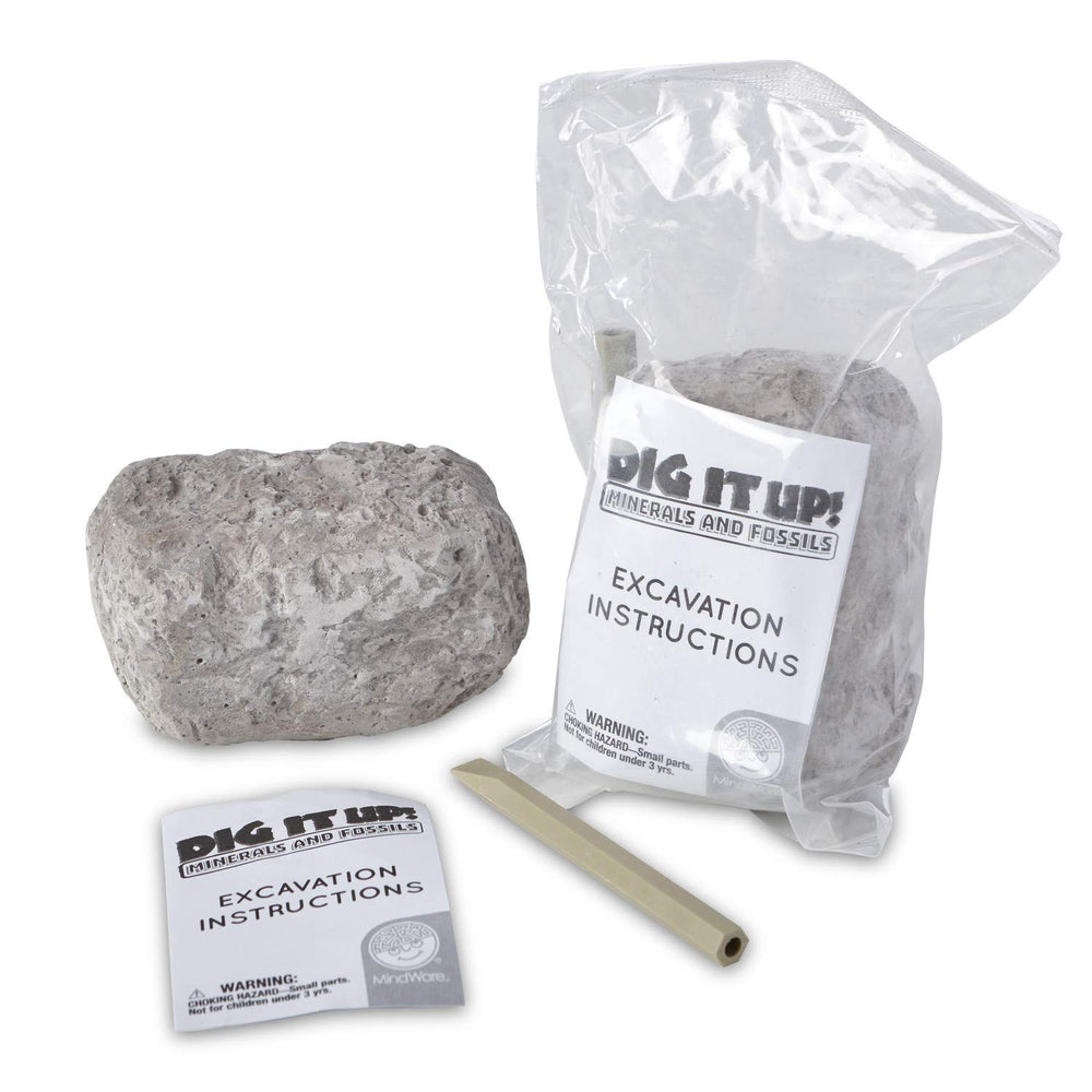 MindWare Dig It Up! reveals a gem or fossil inside each stone.