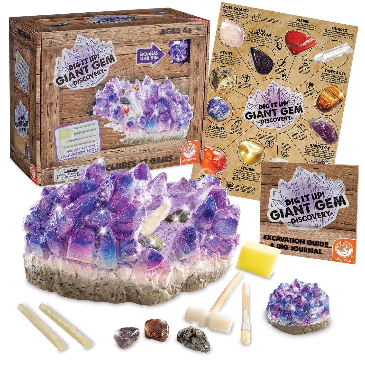 MindWare Dig It Up giant gem poster aids learning through gemstone facts.