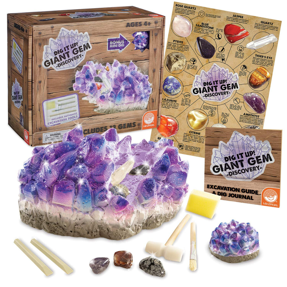 MindWare Dig It Up giant gem poster aids learning through gemstone facts.