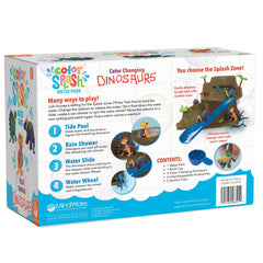Dinosaur bath set in action offers color-changing play and storytelling in tub.