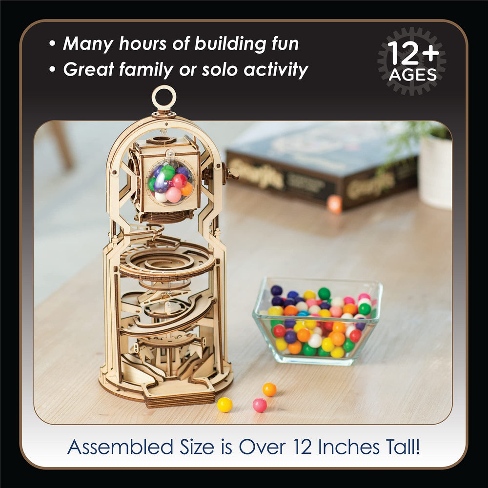 MindWare Gearjits crank-handle assembly highlights turning action powering marble travel