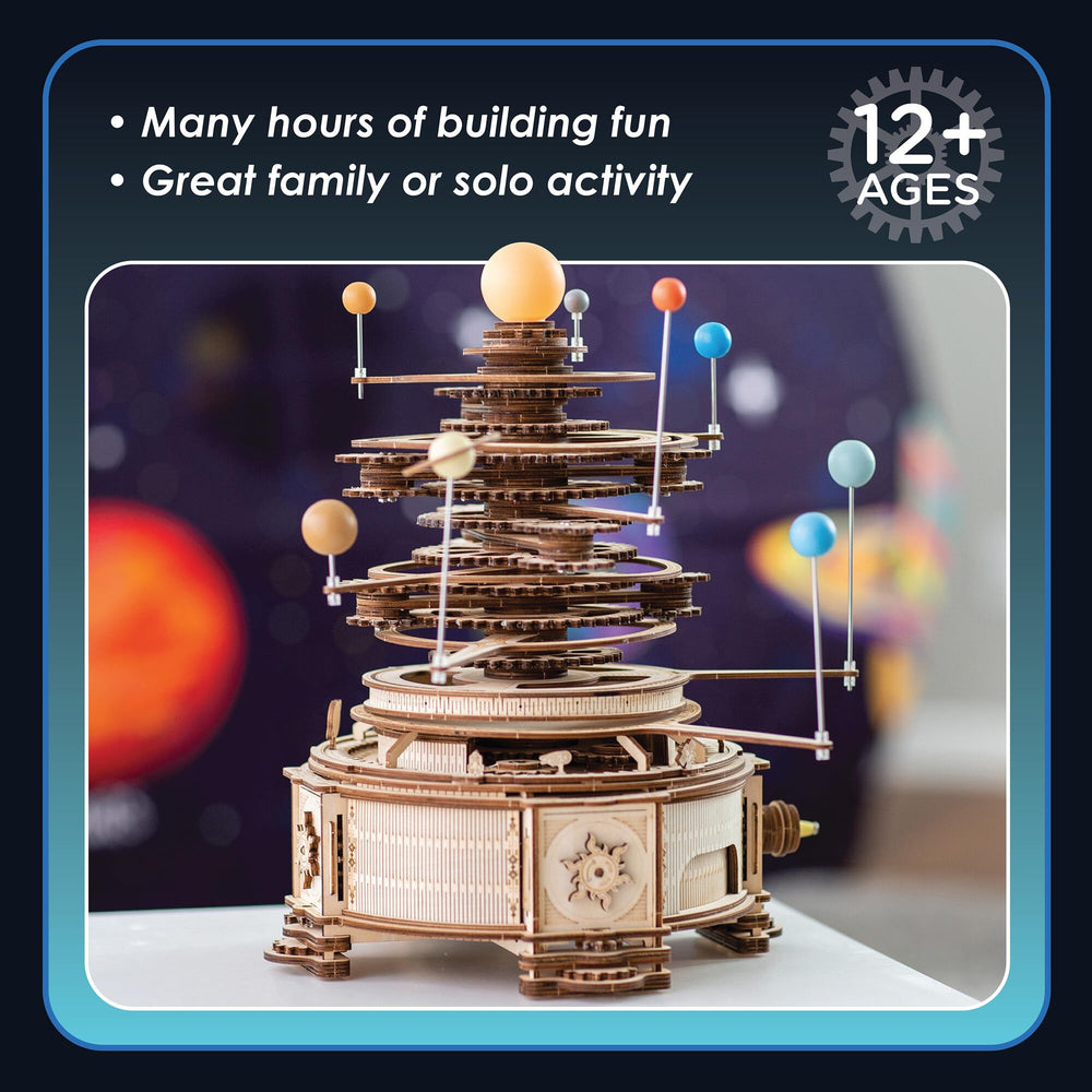 MindWare Gearjits painted planets add colorful detail to the solar system display.