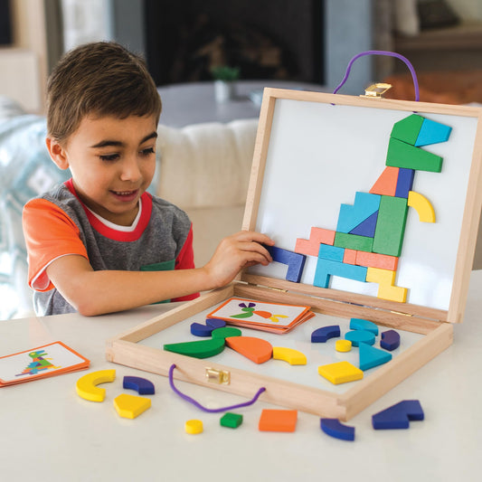 MindWare Imagination Magnets colorful blocks for tactile building.